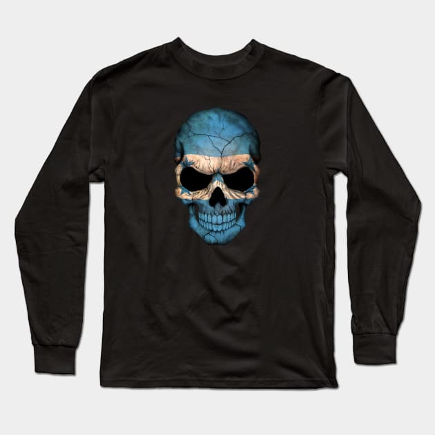 Honduras Flag Skull Long Sleeve T-Shirt by jeffbartels